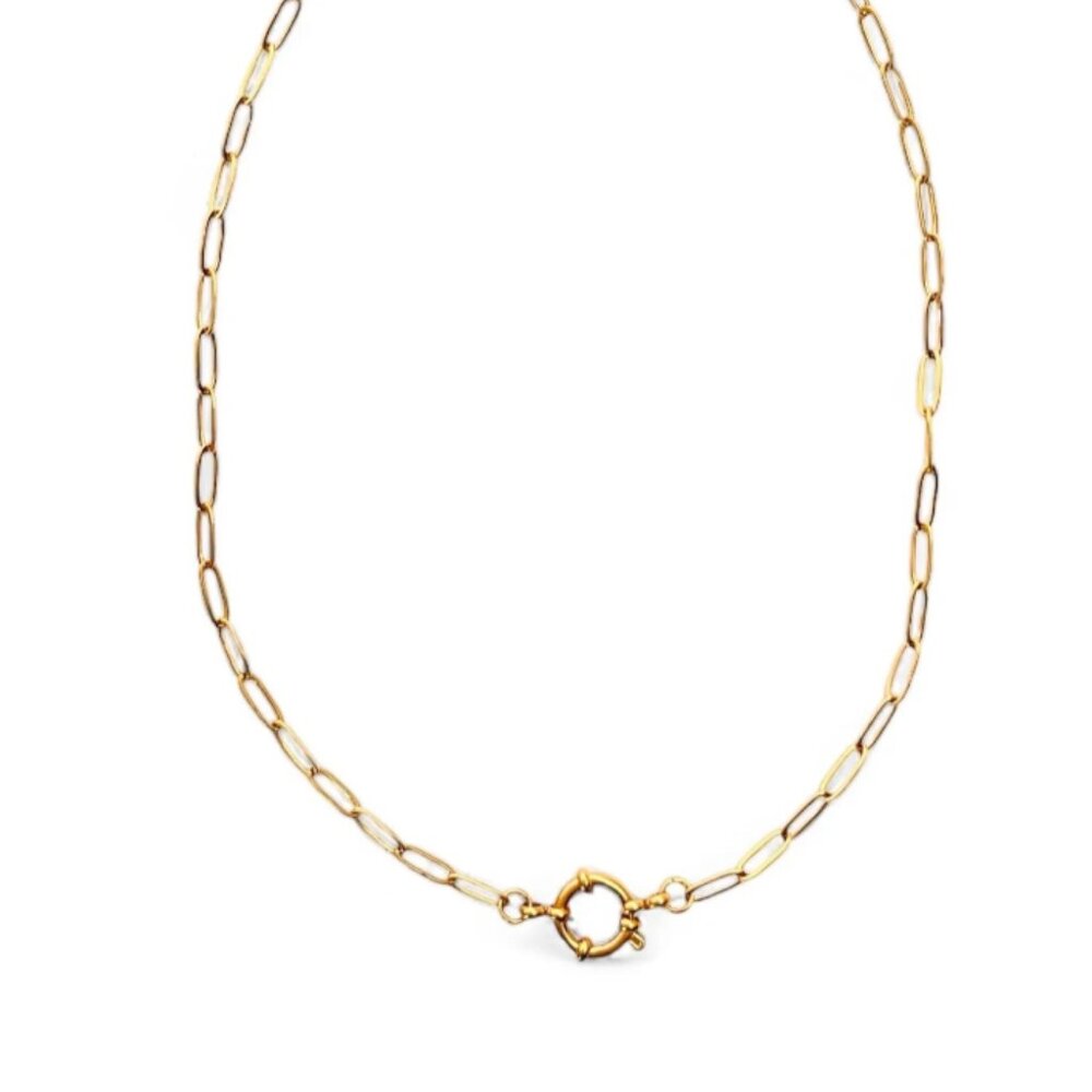 Paperclip Chain Necklace Gold Toggle Clasp Necklace Waterproof Charm Necklace - Picture 2 of 14